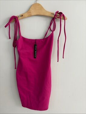 Miss Behave Girls' Hot Pink Tie-Shoulder Mini Dress